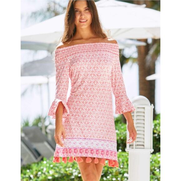 Cabana Life Off the Shoulder Tassel Dress XS Palm Beach Tropical Vacation Beach - Picture 1 of 11